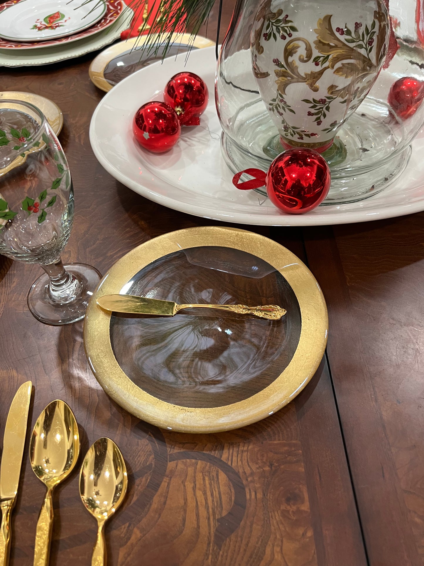 Clear Glass Gold Trim Dessert Plates