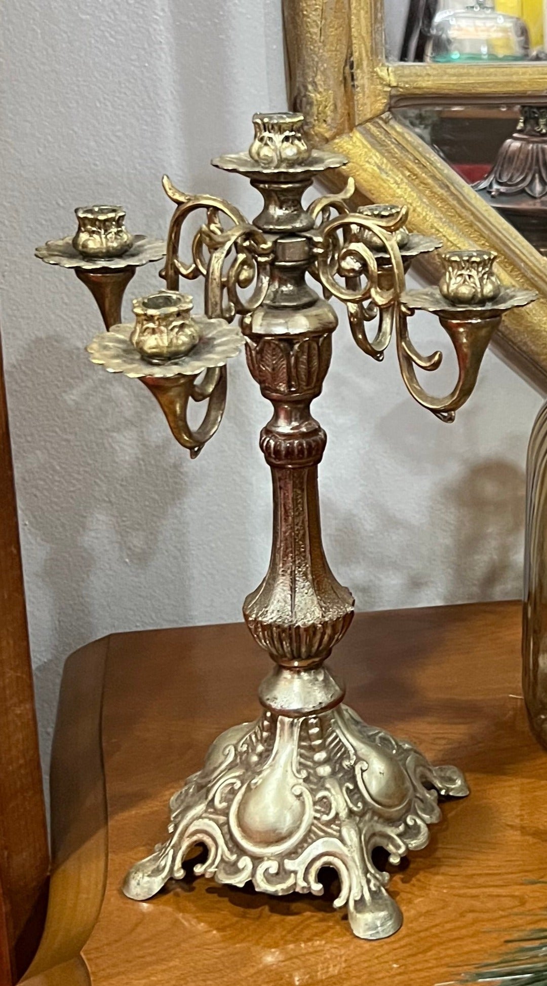 Brass Rococo Style Candelabra