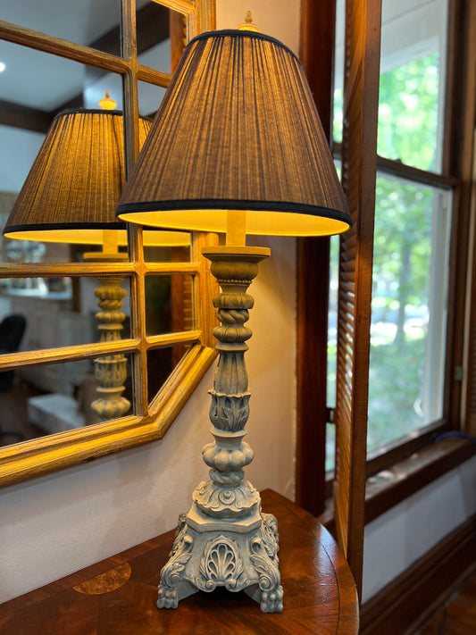 Embellished Carved Candlestick Lamp