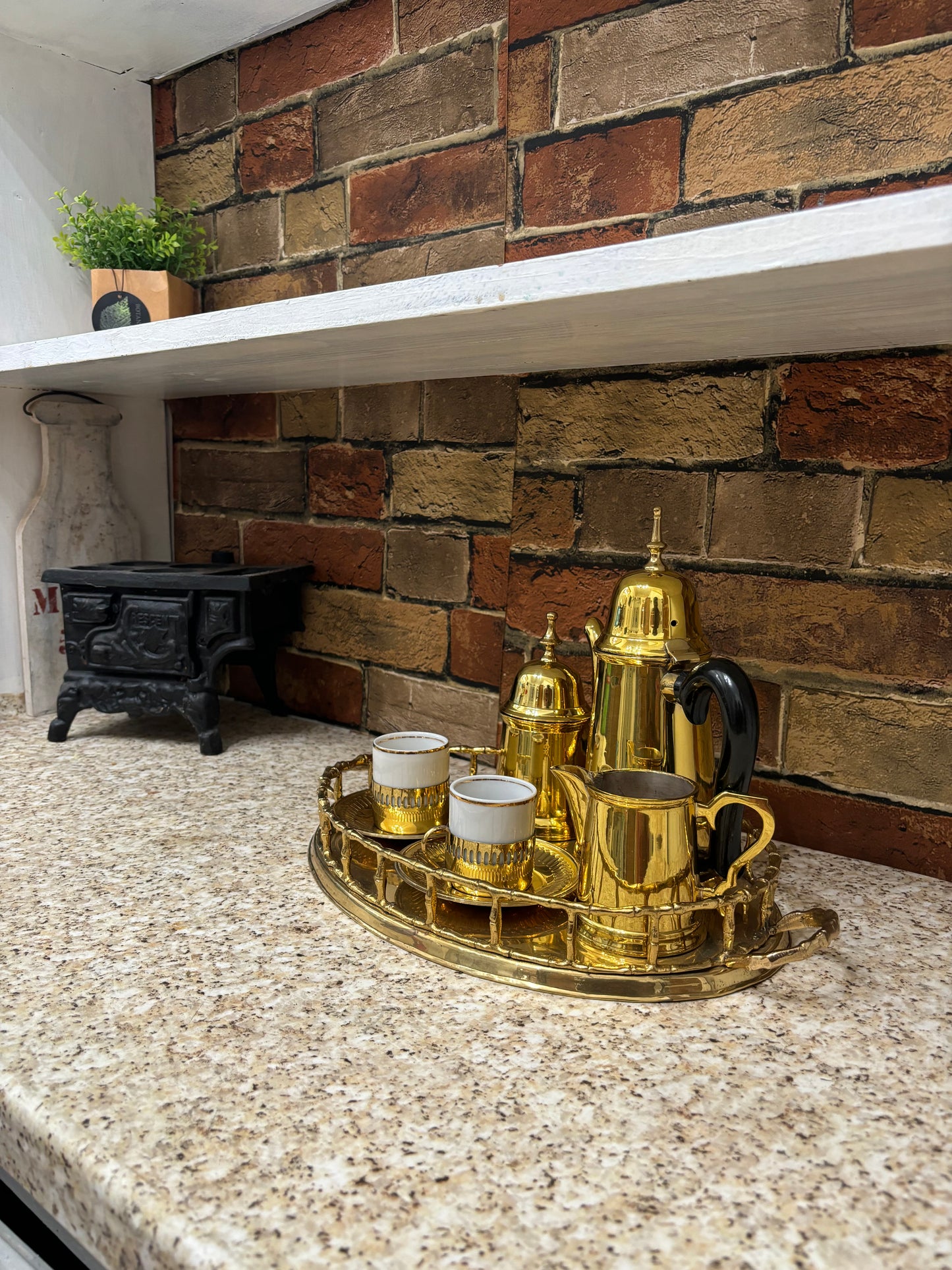 Brass Tea/Coffee Expresso Set