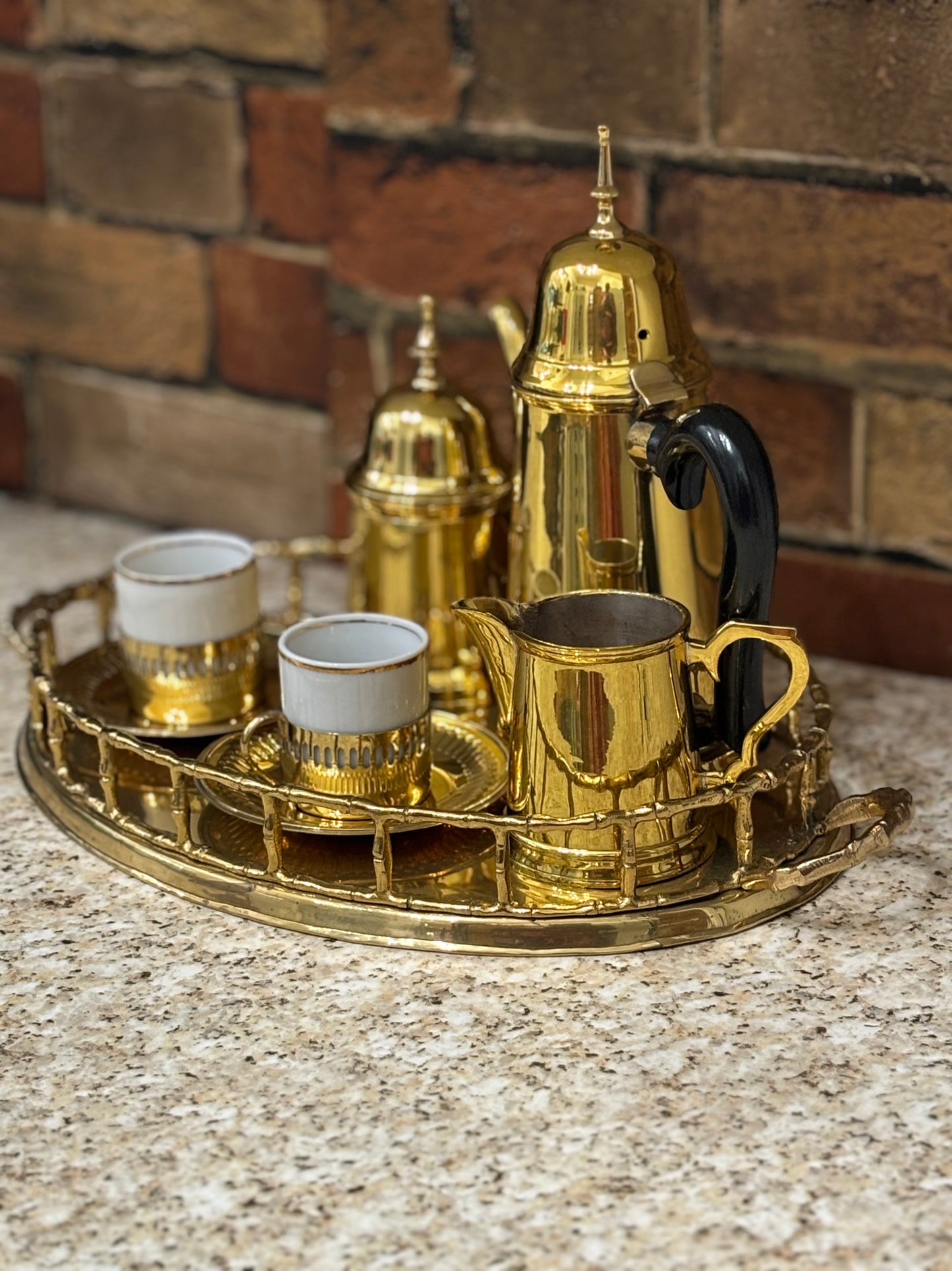 Brass Tea/Coffee Expresso Set