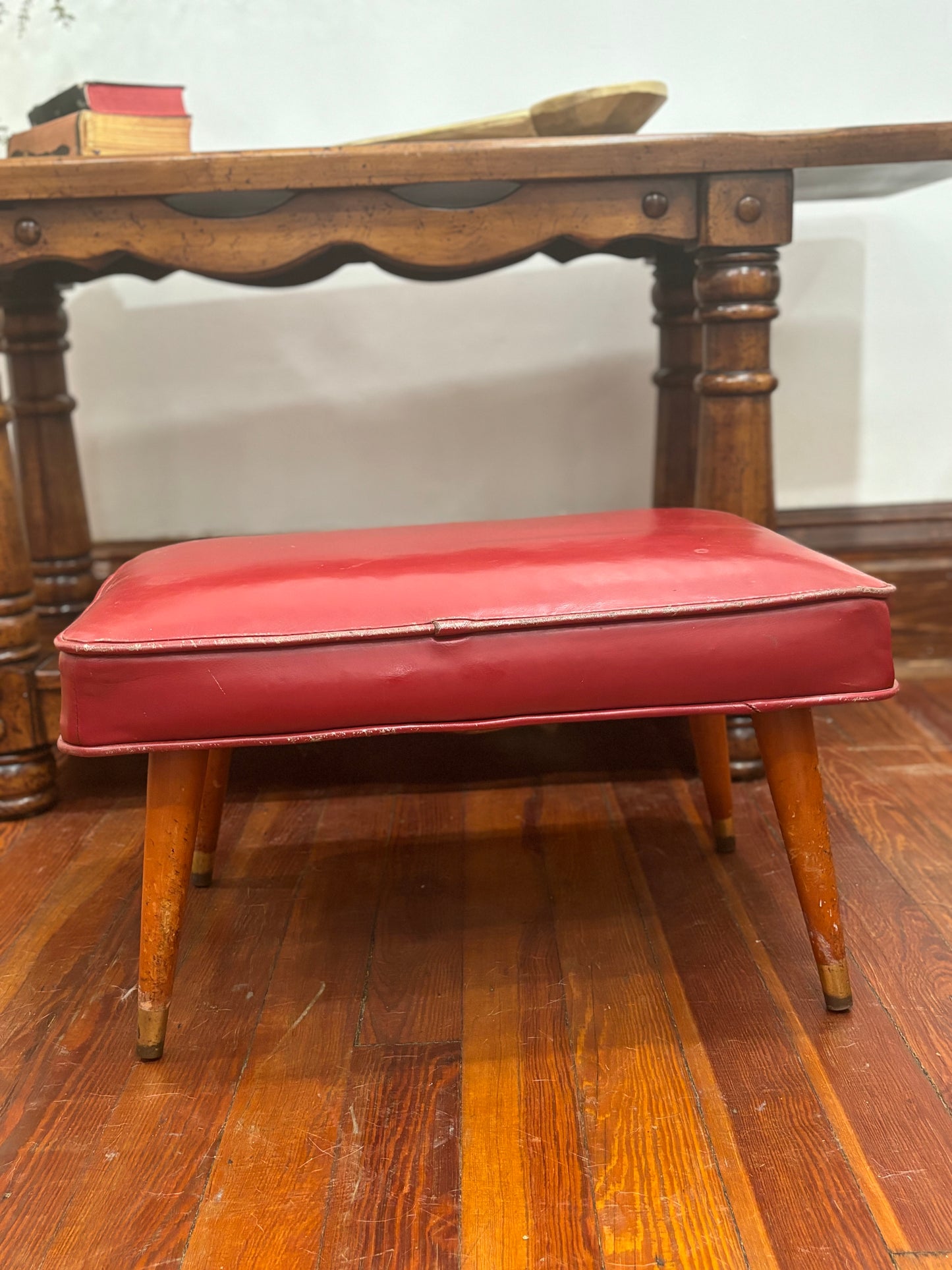 Vintage Footstool Cherry Red