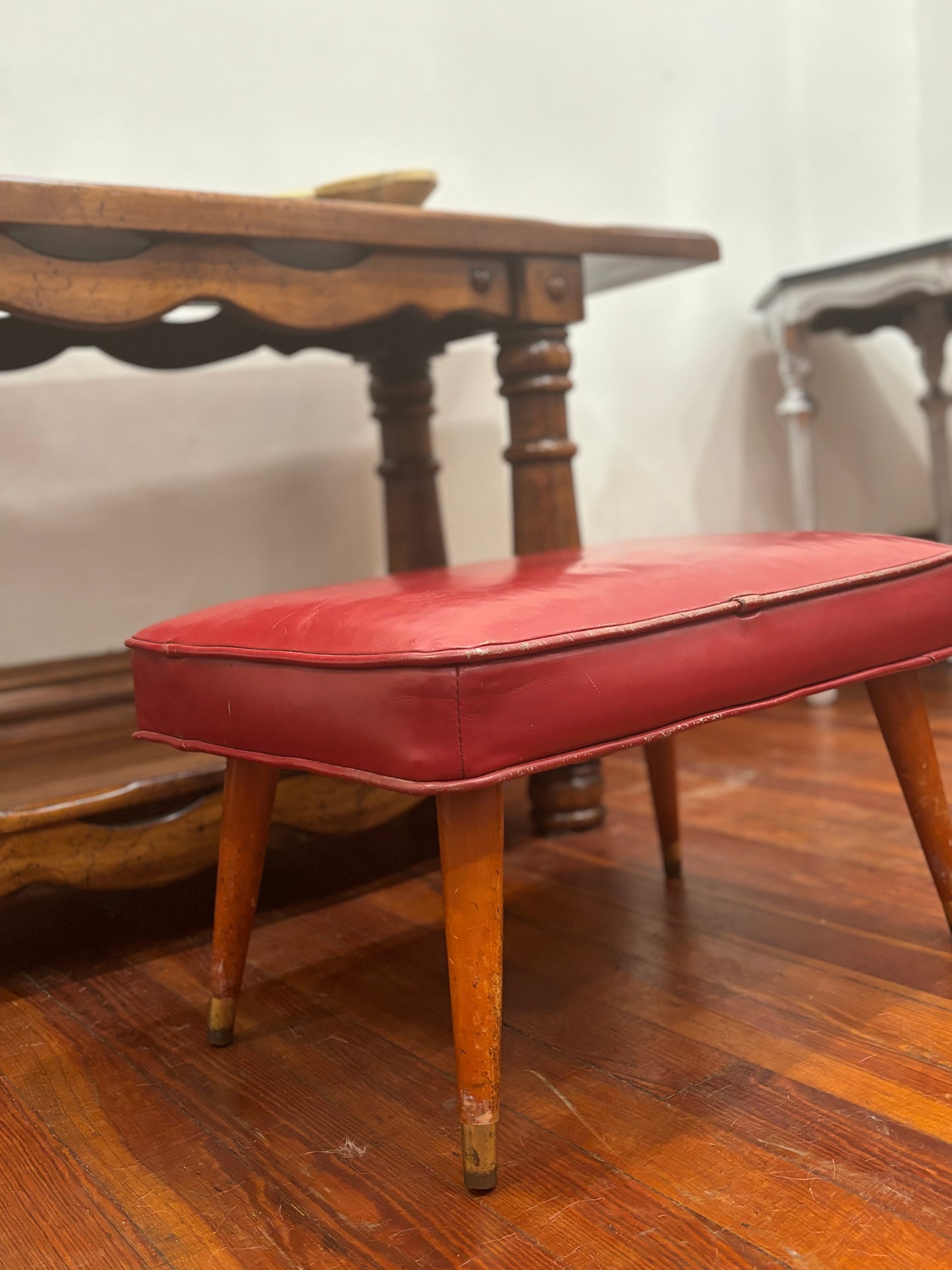 Vintage Footstool Cherry Red