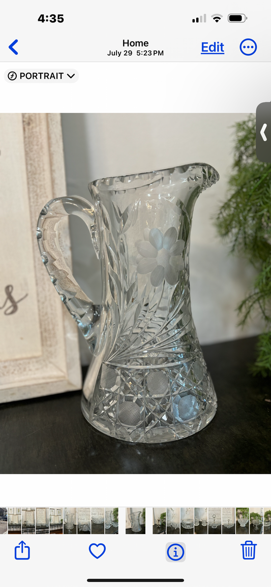 Vintage Crystal Pitcher