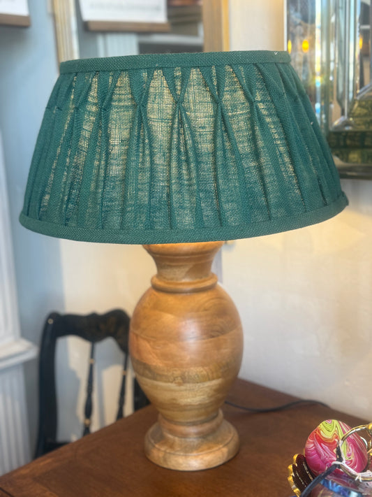 Wood Lamp with Emerald Color Shade