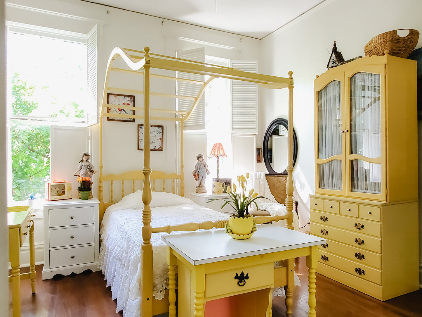 Yellow Hutch/ Bookcase