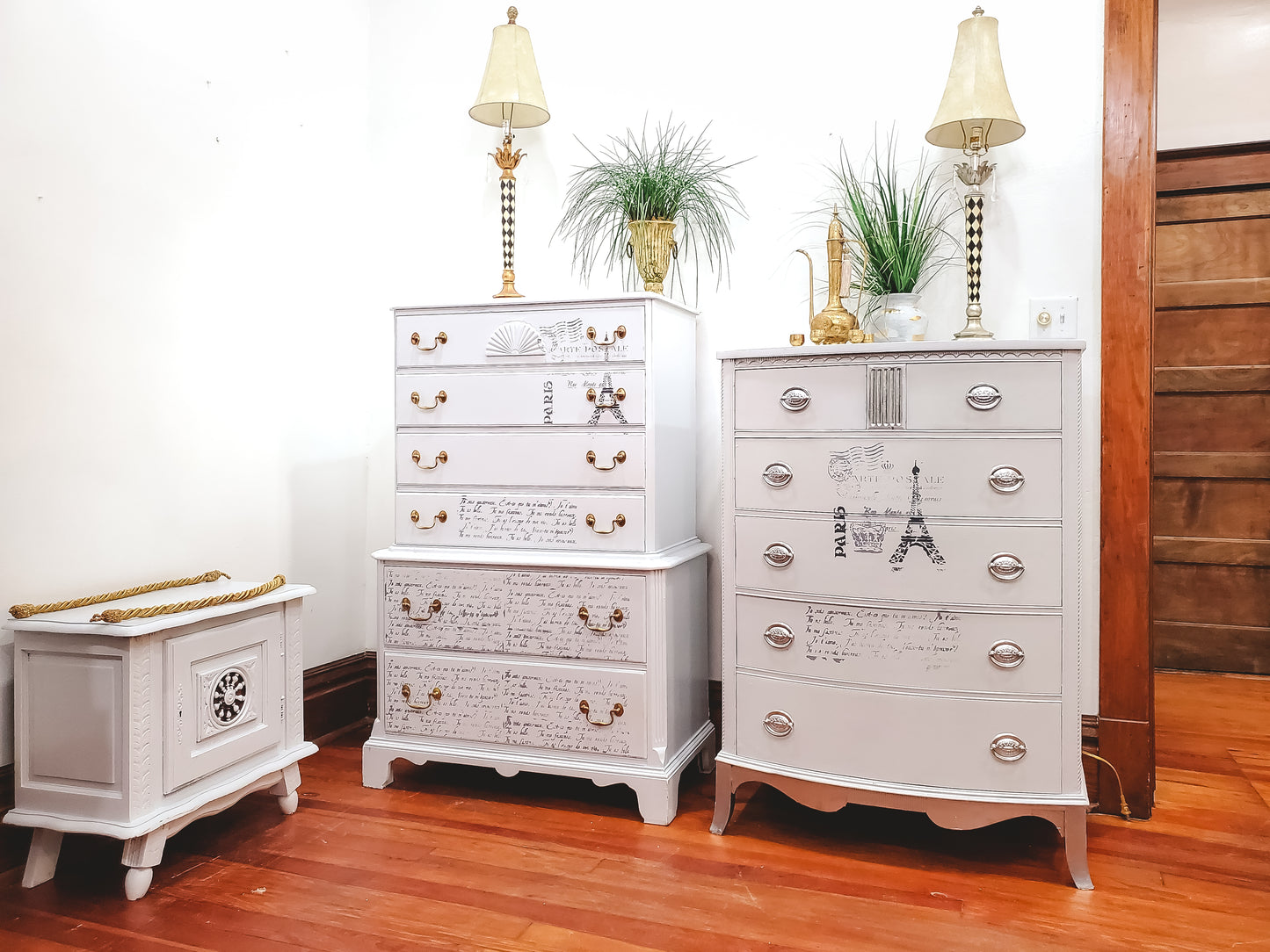 French stenciled Tall Dresser