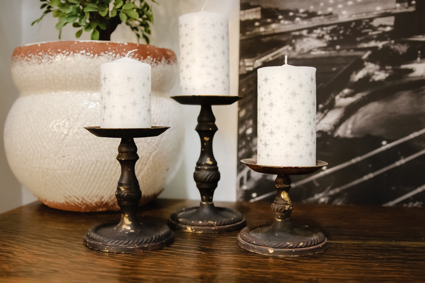 Black Rustic Candle Holder