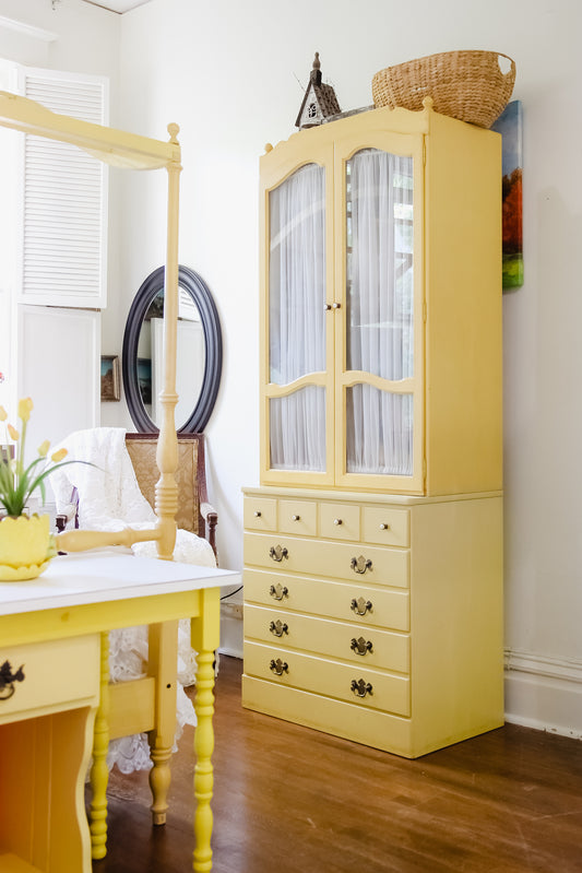 Yellow Hutch/ Bookcase