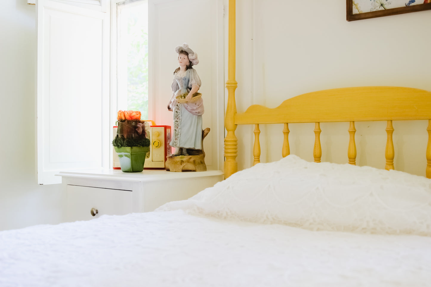 Yellow Vintage Twin bed with Canopy