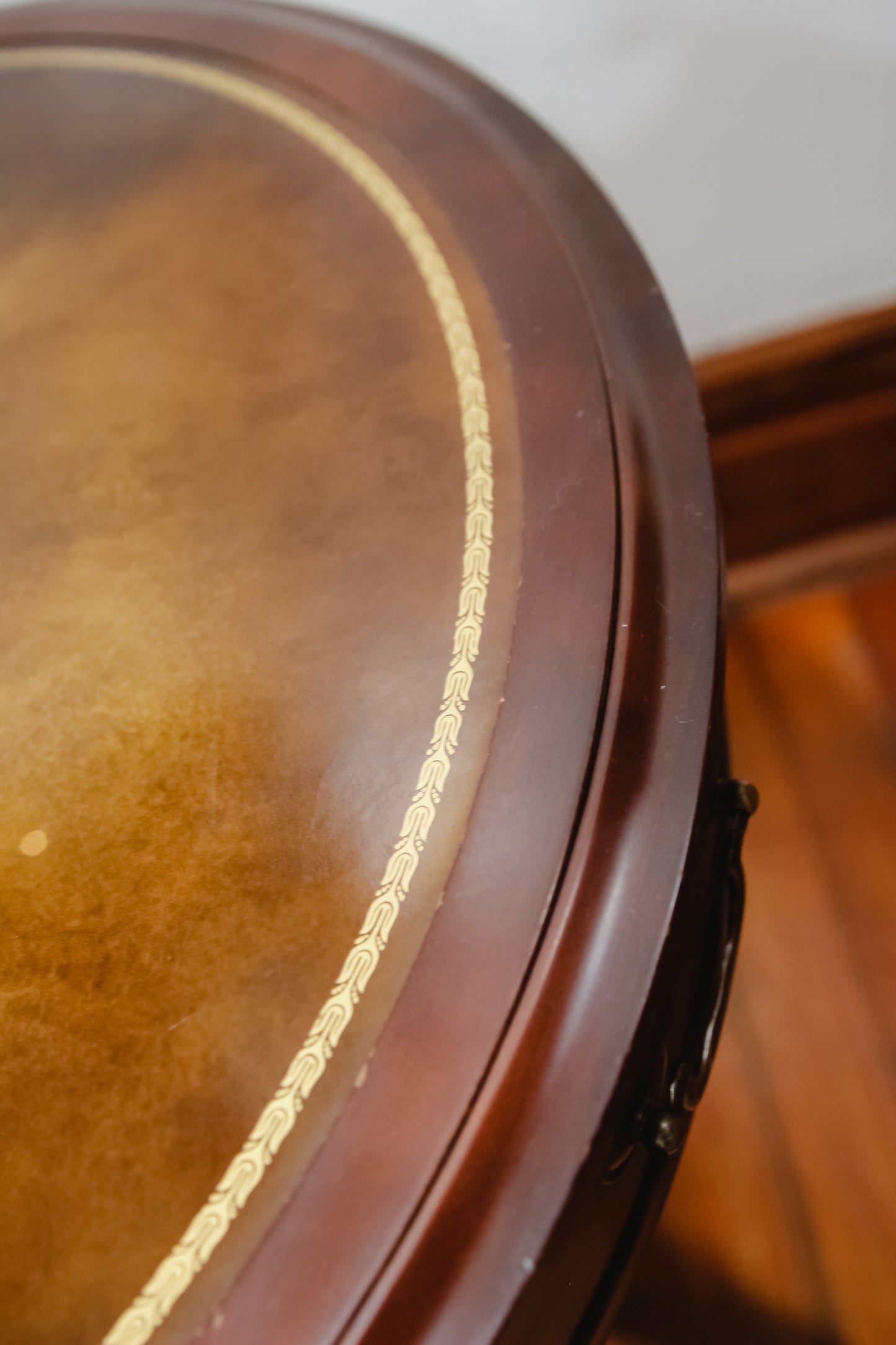 Antique Round Side Table with Pedestal Base